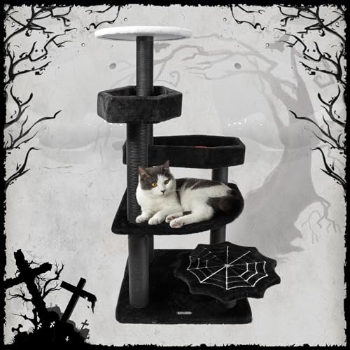 Gothic Cat Tree with Coffin Bed (46.9" / Matte Charcoal)