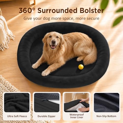 Waterproof Orthopedic Dog Bed for Medium Dogs (Black / 35"L x 25"W x 7"Th)