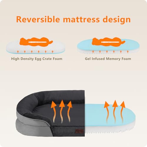 Orthopedic Waterproof Large Dog Bed Sofa (Dark Grey / Large(42 x 31 x 6.5 inch))