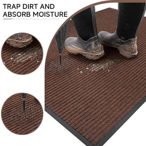 Front Door Mat (3' x 6' (Rectangular) / Brown Striped)