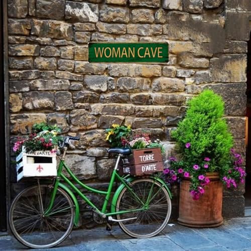 Vintage Metal Tin Sign WOMAN CAVE 4''x16'' inch (sign2)