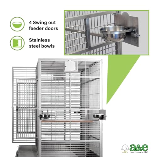 A&E Cage Co 8040FL Stainless Steel Double Macaw Cage (Stainless Steel)