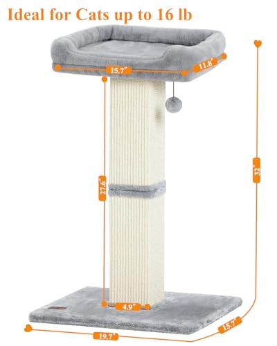 32" Cat Scratching Post for Indoor Cats (Grey)