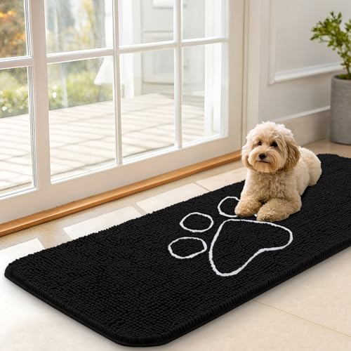 Dog Door Mat for Muddy Paws 47x17 (Black / 47" X 17")