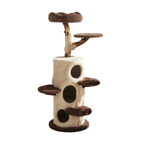 54.7" Luxury Solid Wood Cat Tree for Small to Medium Cats (55'')