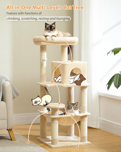 32" Small Cat Tree for Kittens & Small Cats (Beige / 46 Inches)