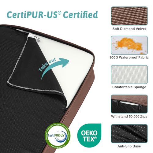 Orthopedic Dog Bed for Extra Large Dogs (Brown / XXL:48x35x8 inch)
