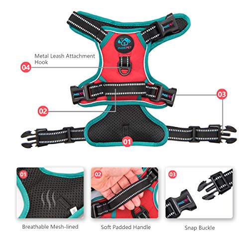 Reflective Dog Harness Large Breed Adjustable No Pull Vest (Red / Extra Large)
