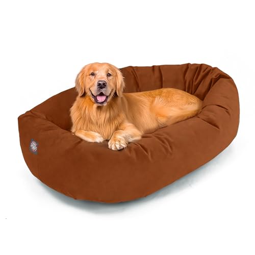 Suede Shredded Memory Foam Mix Calming Dog Bed Washable (Rust)