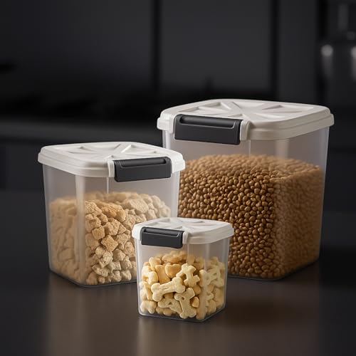 20 lb Stackable Pet Food Storage Containers (20LBS-3Pack-White-2)