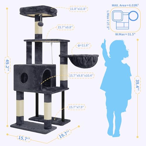 Cat Tree with Toy (Smoky Gray / 49.2 inch)