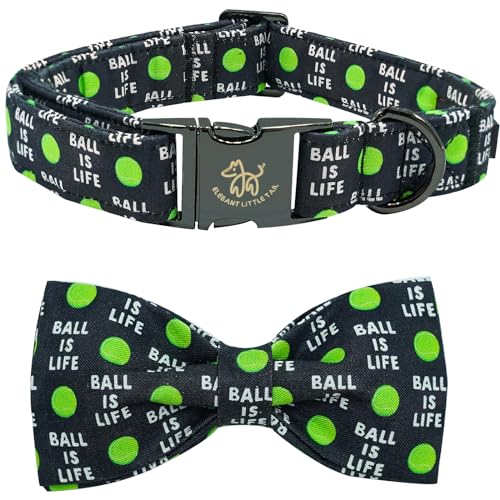 Dog Collar Balls Print Dog Collar with Bow Tie Summer Pet Collar Boy Girl Cute Bowtie Collars for Small Medium Large Dogs (Balls / Large (Pack of 1))