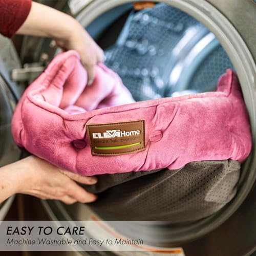 Home Cat Dog Bed for Small Pets up to 15lbs (Plum Pink / 20"L x 19"W x 6"Th)