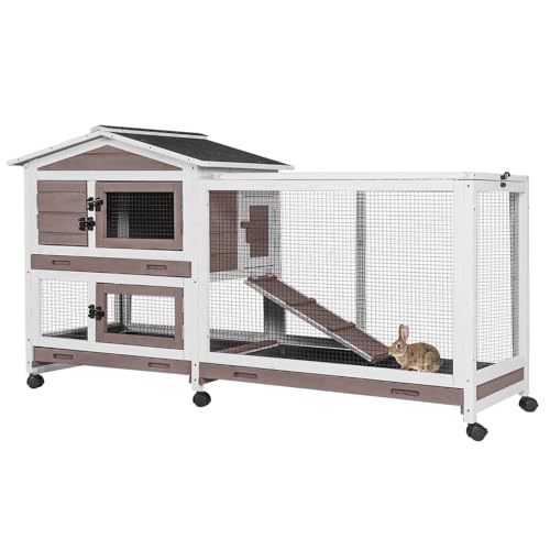 Large Rabbit Hutch Indoor Outdoor (Brown / 48.0"L x 48.0"W x 24.0"H)
