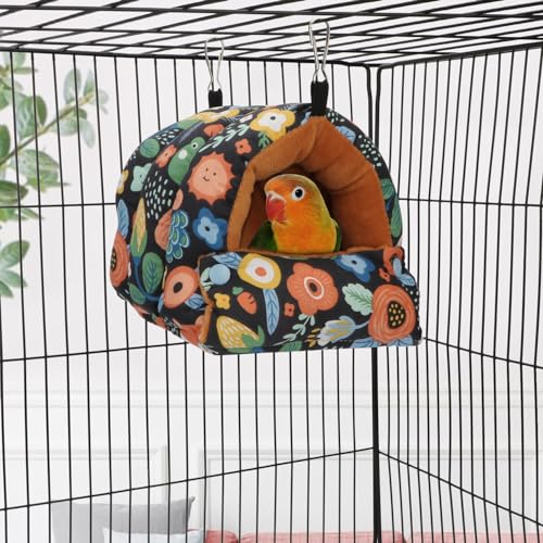 Bird Nest House Winter Warm Snuggle Hut Bird Bed Hanging Hammock for Parrots Budgies Parakeets Caique Senegal Cockatiels Conures (Small / Black)