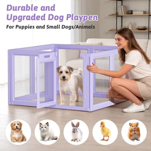 DIY Clear Acrylic Dog Playpen House (Purple / 23.6"H)