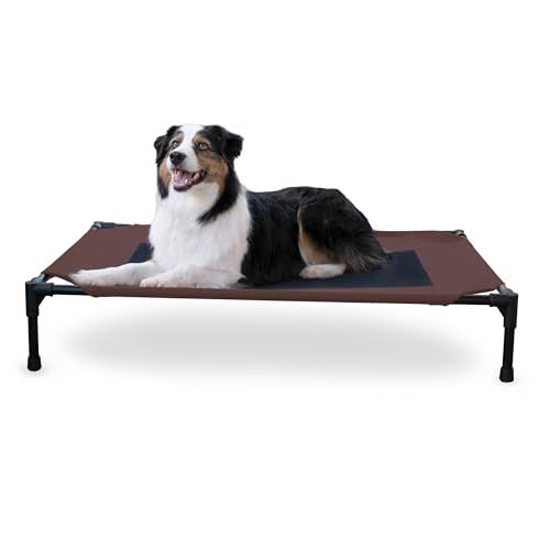 K&H Outdoor Elevated Dog Bed for Medium & Large Pets (Chocolate/Black Mesh / Large 42"L x 30"W)