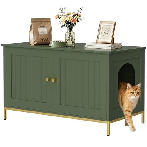 35.4" L Cat Litter Box Enclosure with Metal Frame (35.4"L / Green)
