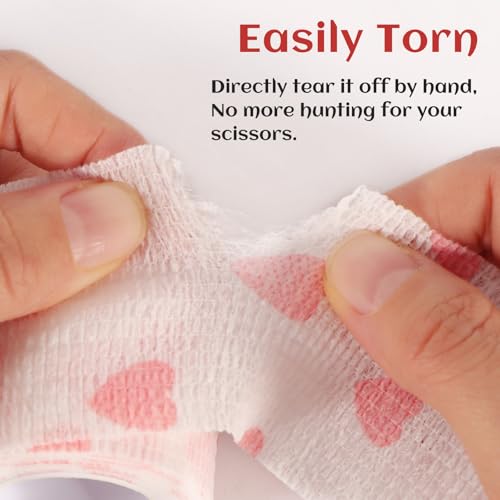 24 Rolls Elastic Self Adhesive Bandage Wrap 2 inch (2 Inch-24 Count White Heart)
