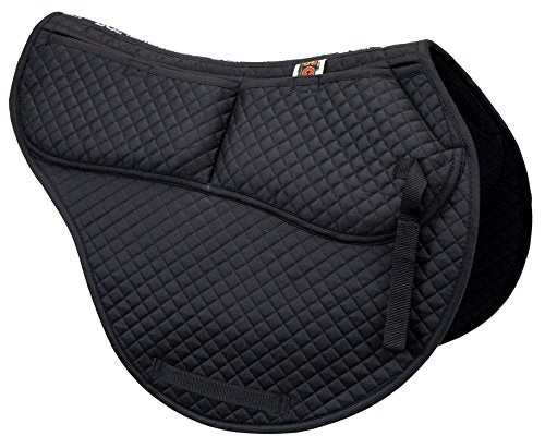 All Purpose Contoured Correction Saddle Pad with Adjustable Memory Foam Inserts for Custom Support (Black)