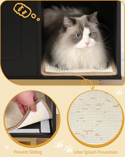 Cat Litter Box Enclosure (Black and Gold / 31.4"L x 19.6"W x 24"H)
