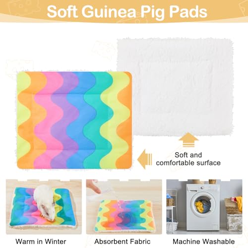 2 Pack Wooden Guinea Pig Hideout House with Stairs & Mats (2 Houses / Wood Color)