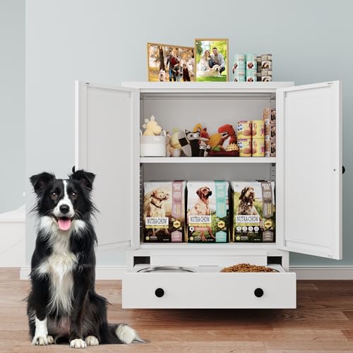 Dog Feeding Station with Storage (White)