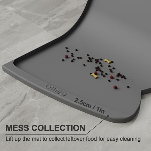 Large Dog Food Mat (24"L x 15"W / Dark Grey)