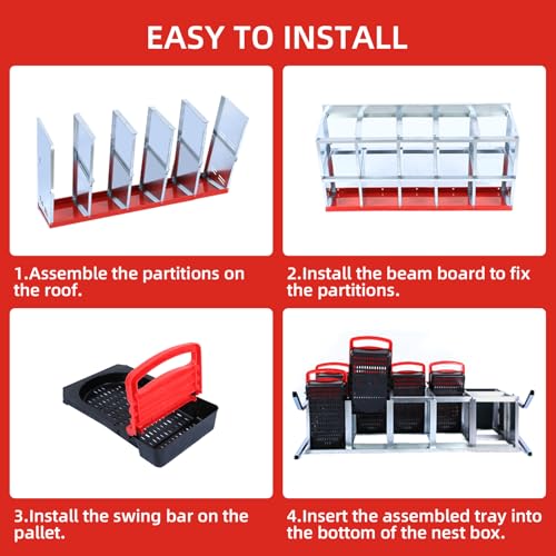 Chicken Nesting Box (Red- 8 compartment with legs)