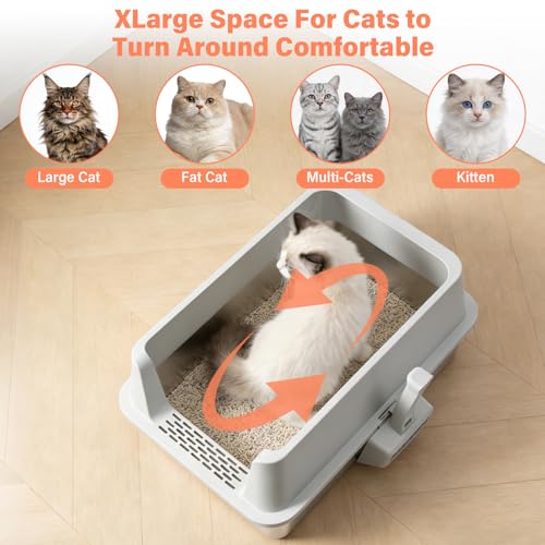 Stainless Steel Cat Litter Box with Lid (X-Large)