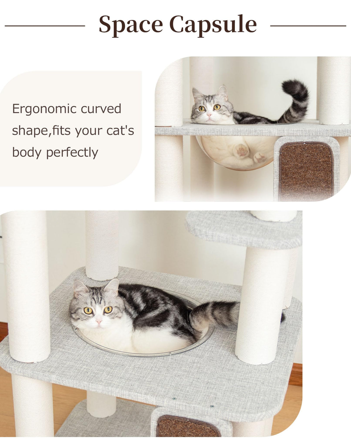53" Cat Tree Tower for Large Cats (Gray 53'')