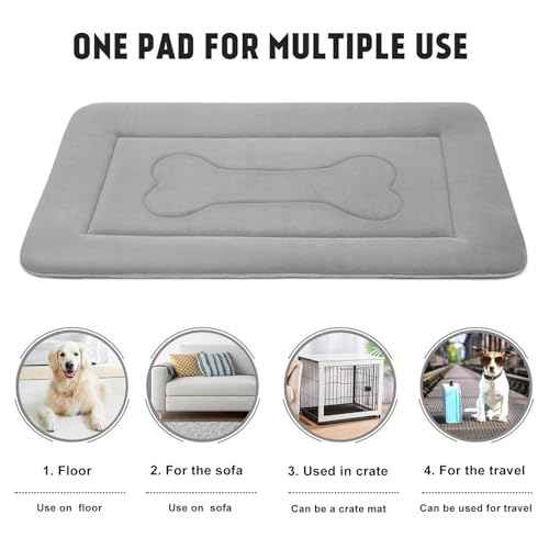 Large Dog Bed Soft Dog Crate Pad Mat 42 in Non (42.0"L x 28.0"W x 1.2"Th / Clay Gray)