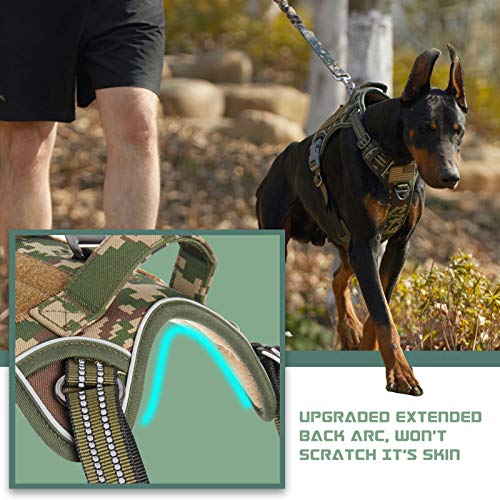 Tactical Dog Harness for Large Dogs No Pull (Forest Camo / L(Neck:19-25", Chest:21-35"))