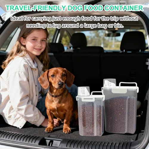 Small Dog Cat Food Storage Containers 2 Pack (Beige -2Pcs 3Qt)