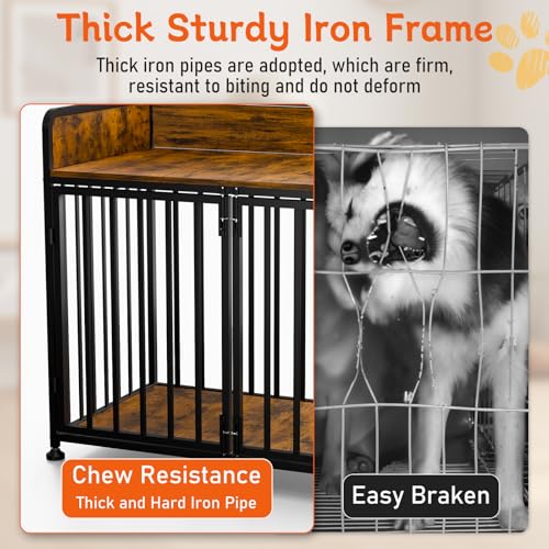Furniture Style Dog Crate (Rustic Brown & Black)