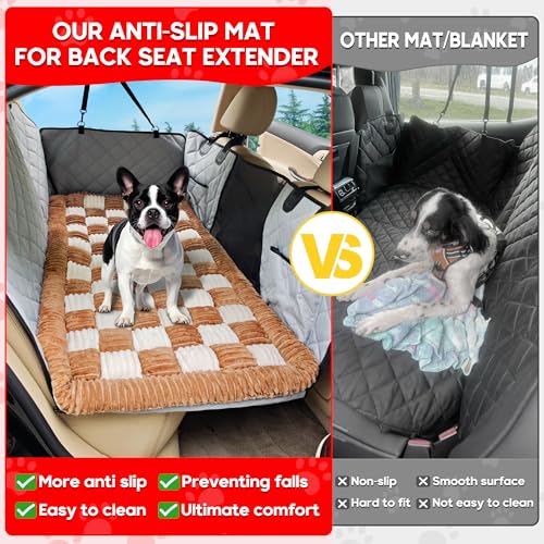 Dog Car Bed Mat Non (Brown and White / For Cars/ SUV/ Small Truck (50"×24.6"))