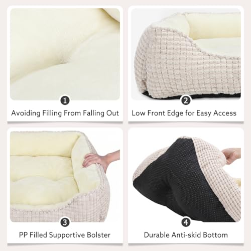 X Large Dog Bed for Large (Ivory Beige / XL(35’’x 25’’x 9’'))