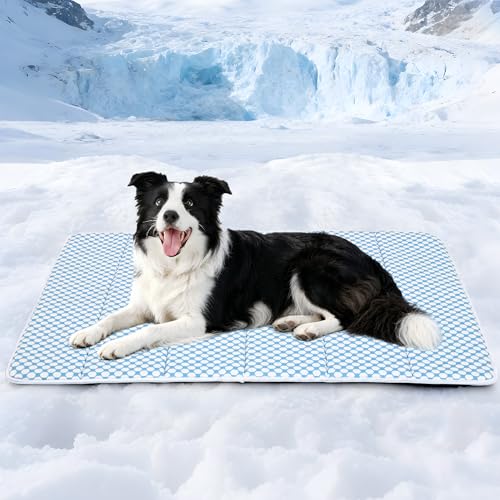 Dog Cooling Mat for Large Dogs (Blue / 35"L x 23"W x 0.8"H)