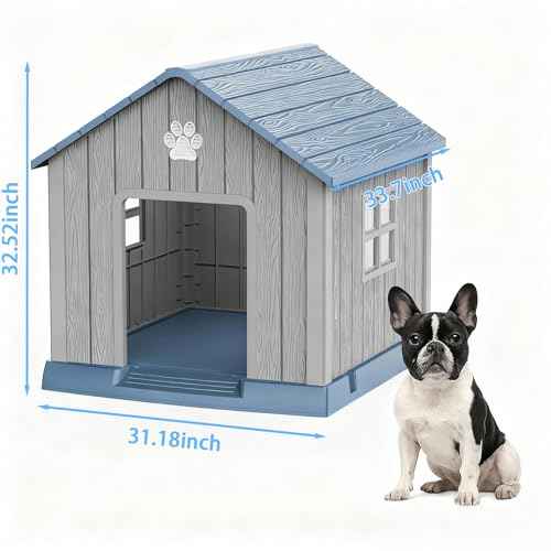Dog House for Medium Size Dogs (Blue / 32.5''L x 33.7''W x 31.18''H)