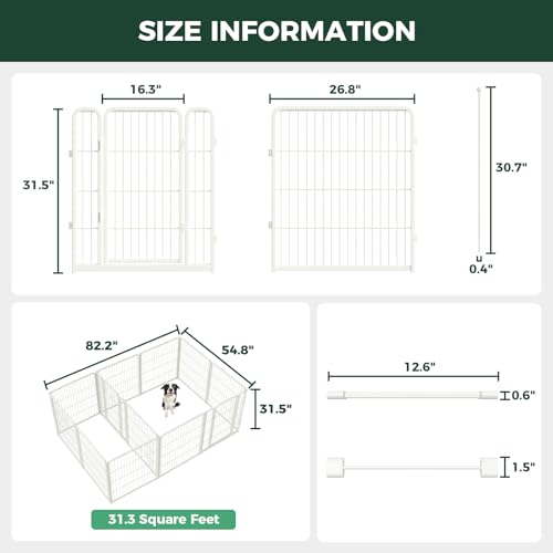 Homeplus Indoor Dog Playpen with Divider Connectors (White / 32"H)