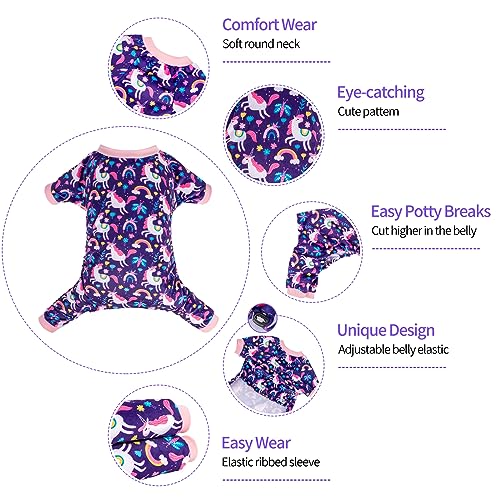 Dog Christmas Pajamas Puppy Onesies Small Dogs Soft Pjs Coat Cat Apparel Comfy Pet Clothes Outfit Doggie Bodysuit P291S (Small / Rainbow unicorn)