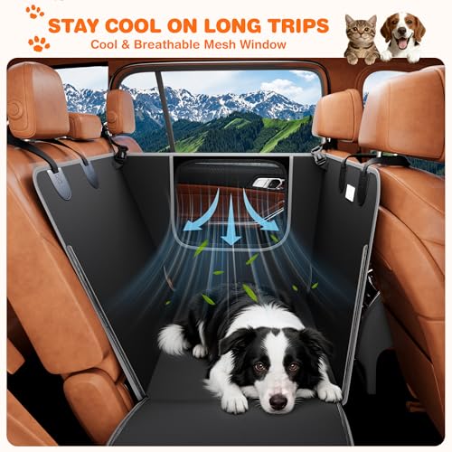 Half Dog Car Seat Cover for Back Seat (Black with Mesh Window)