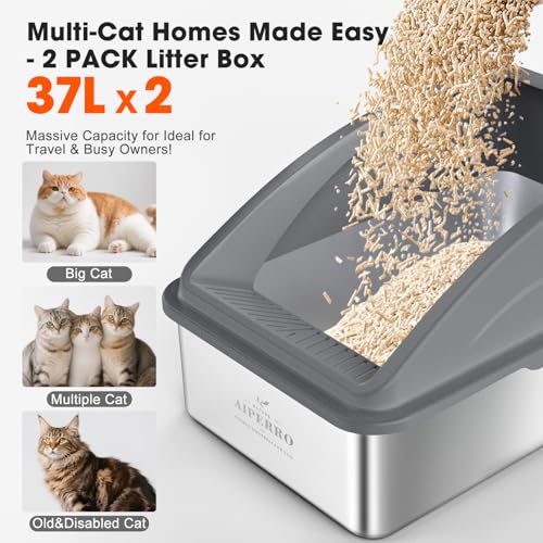 2 Pack Stainless Steel Litter Box