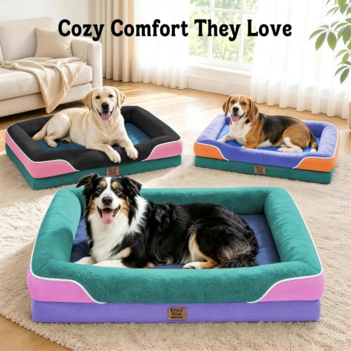 Orthopedic Washable XXL Dog Bed for Extra Large Dogs (Green / 45"L x 35"W x 7.5"Th)