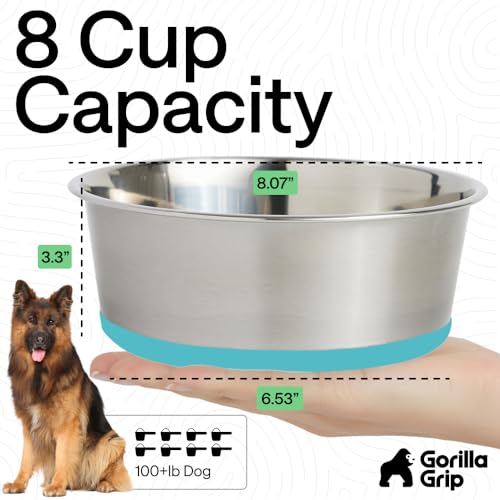 Dog Bowls Food Grade Stainless Steel (Turquoise / 8 Cup (Set of 2))