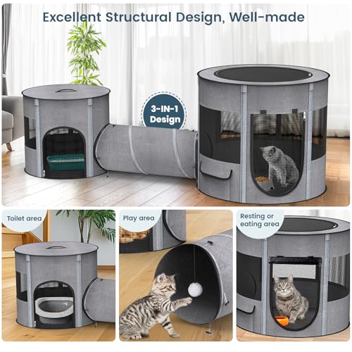Portable Cat Playpen with Tunnel (XL-Tunnel)