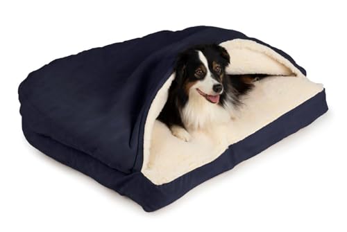 Rectangle Cozy Cave Dog Bed (Navy / Small)