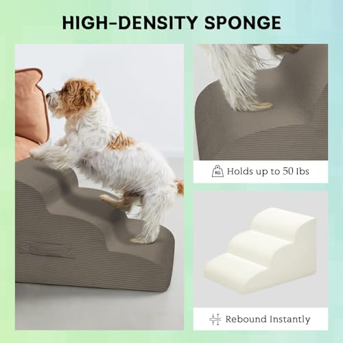 4 Step Dog Stairs Pet Ramp for High Beds (Light Brown / 4-Step 20"H)