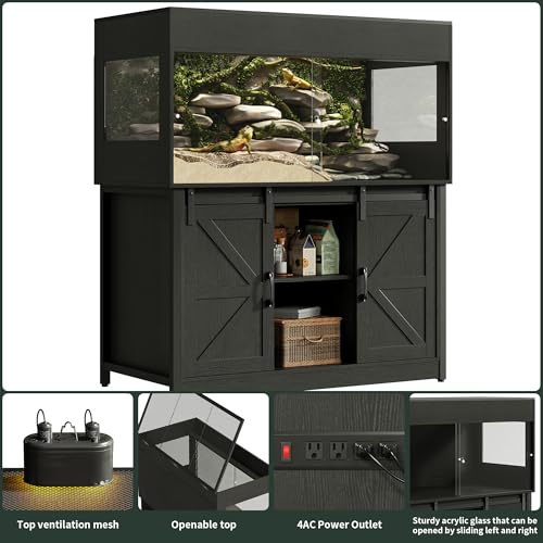 120 Gallon Reptile Terrarium with Stand (Black / 120 Gallon)