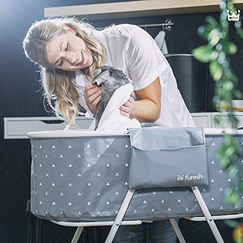 Portable Foldable Dog Bathtub for Small & Medium Dogs (Gray)